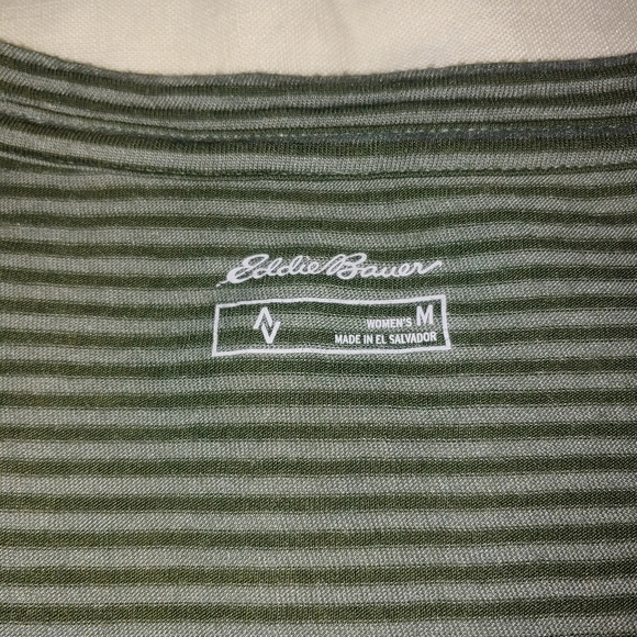 DONATING SOON-Eddie Bauer striped green tee - Picture 4 of 5